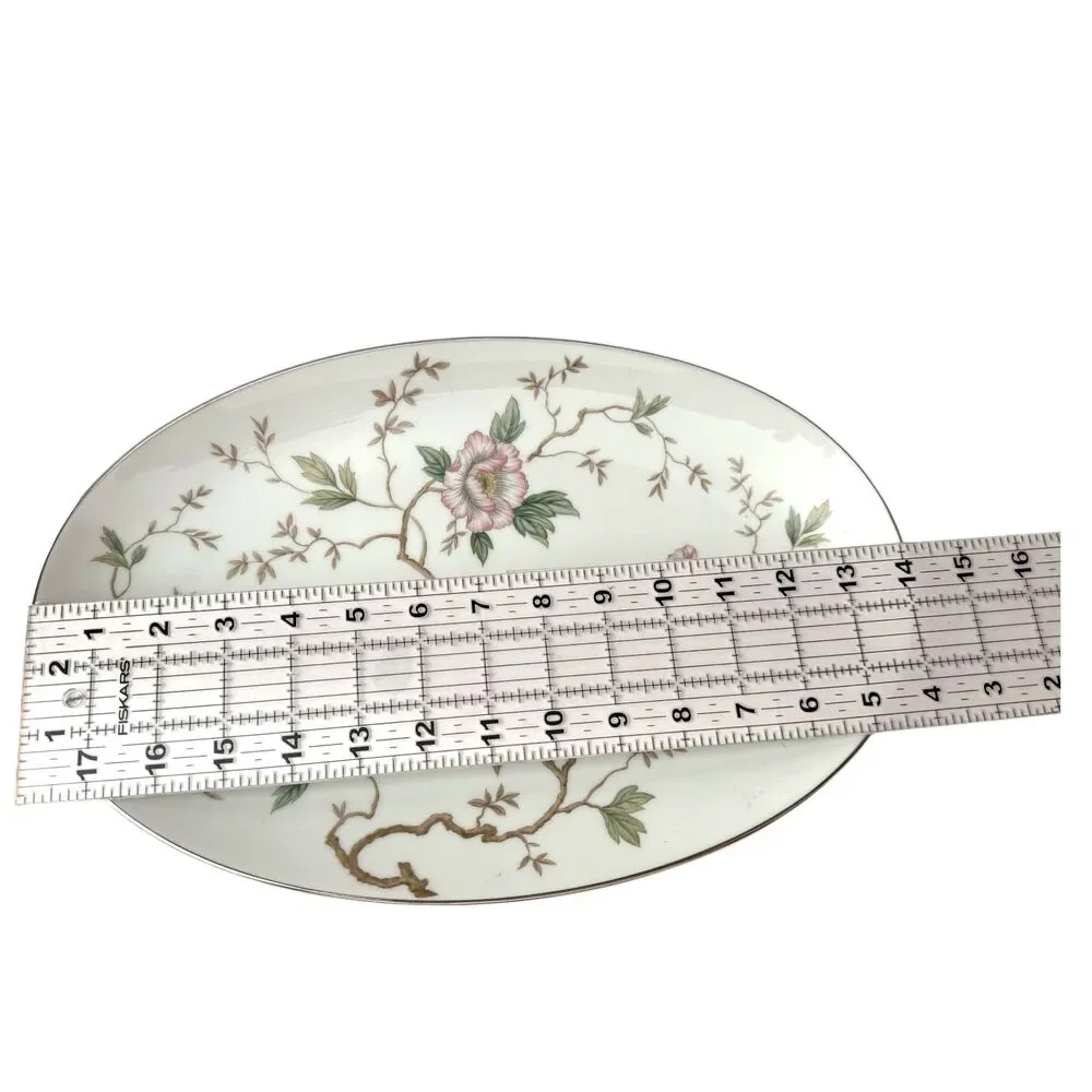 Noritake China Chatham 5502 Oval Serving Platter 13.5” Pink Flowers Japan VTG